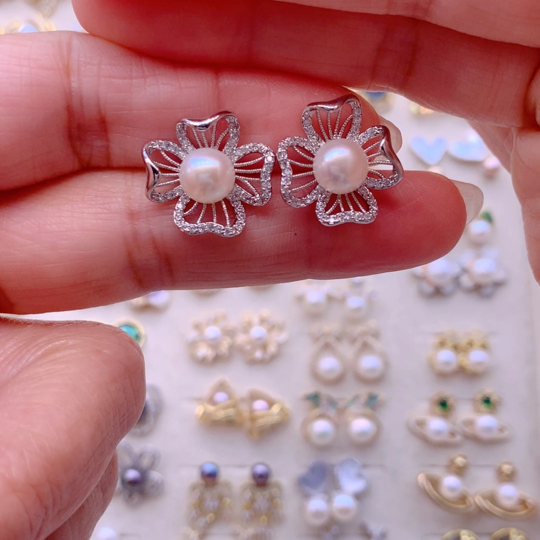 耳饰合金淡水珍珠