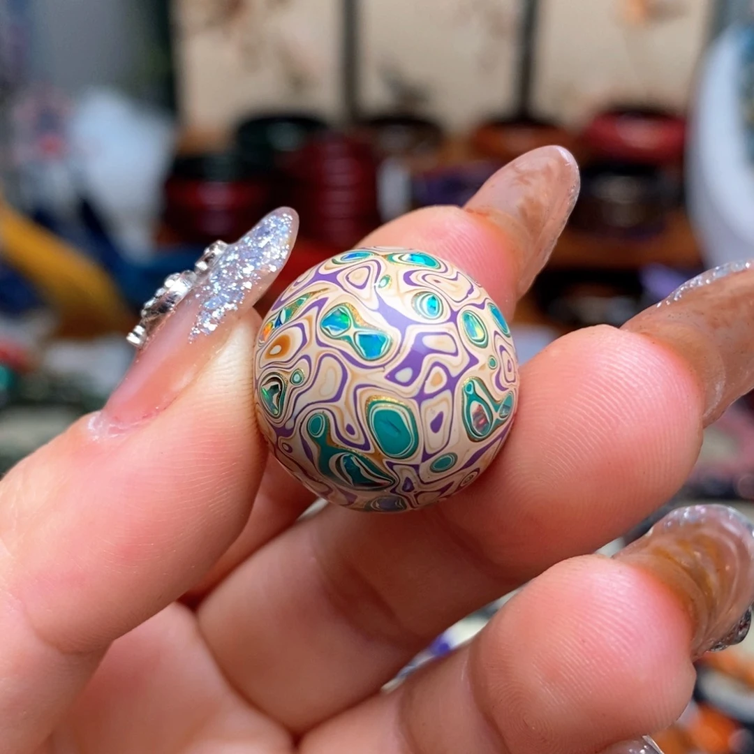 大漆21mm犀皮纹精品单珠