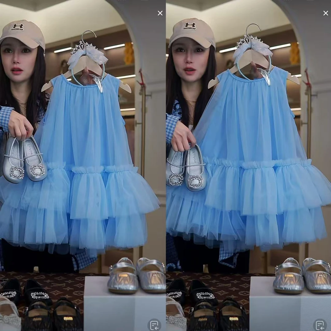 LS8008女童新款连衣裙 夏季网纱公主蓬蓬裙