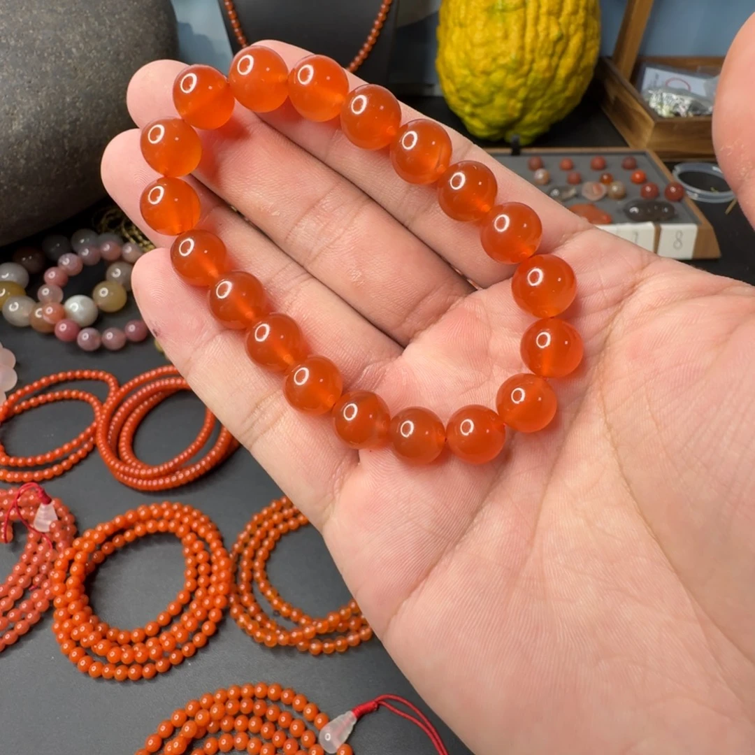 南红玛瑙未镶嵌单圈卡10冰橘