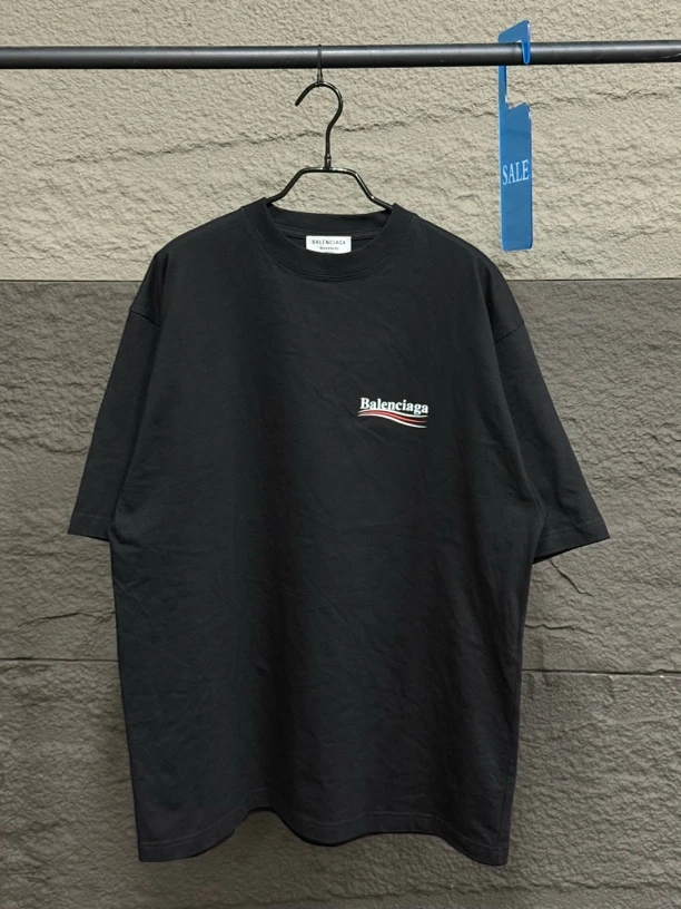 未使用 Balenciaga/巴黎世家 可乐字母印花短袖黑色宽松版