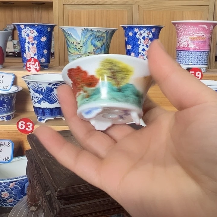 墨奈手绘陶瓷花盆