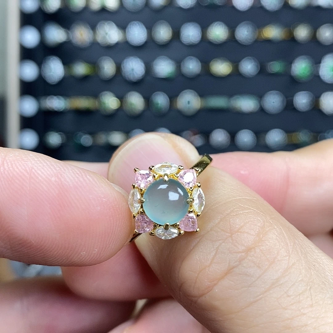 翡翠戒指银S925镶嵌