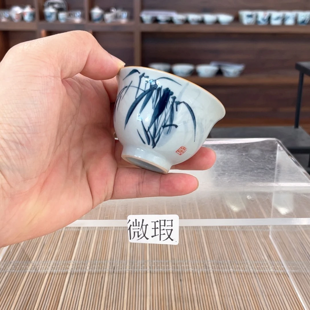 釉下手绘茶具微瑕