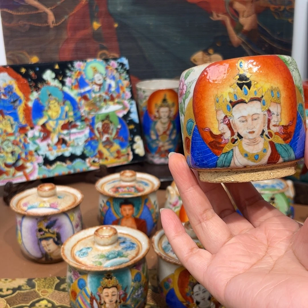 手工手绘大日如来茶杯