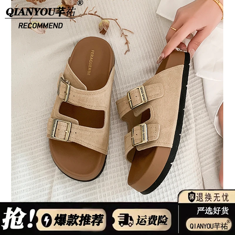 勃肯拖鞋女2025新款夏季外穿凉鞋厚底凉拖鞋小个子增高休闲一字拖