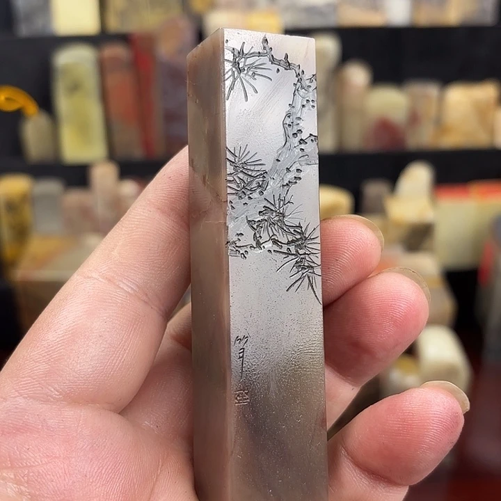 海****昌化石印石众磊文化竹月刻绘