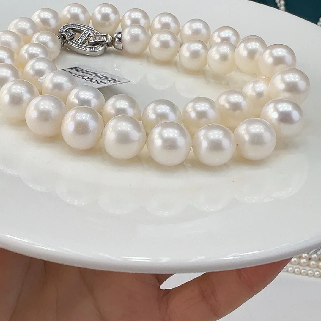 淡水珍珠颈饰银S925镶嵌➕10.5-11.5高品极光冷白