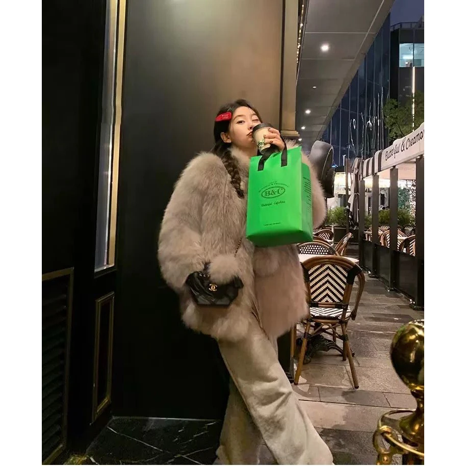 加厚夹棉 有内里 2025新款休闲仿狐狸毛皮草外套女加厚环保毛毛