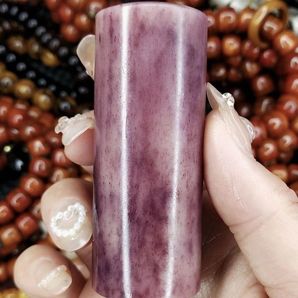 高含铁紫红色圆筒手把，油润可玩性高创意饰品