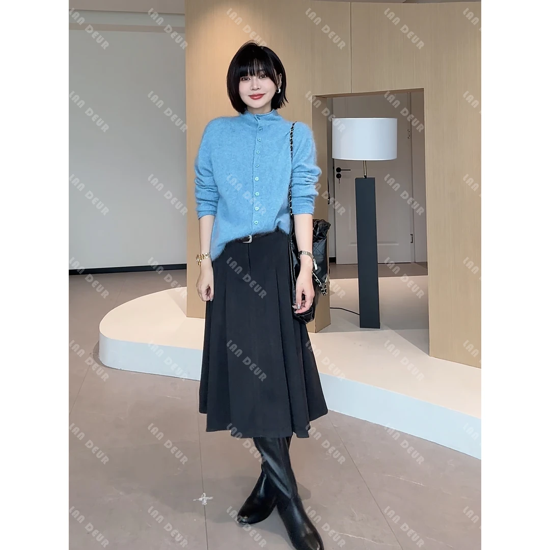 JIUJIU【榆树下】时尚百搭简约显瘦西服百褶半身裙女