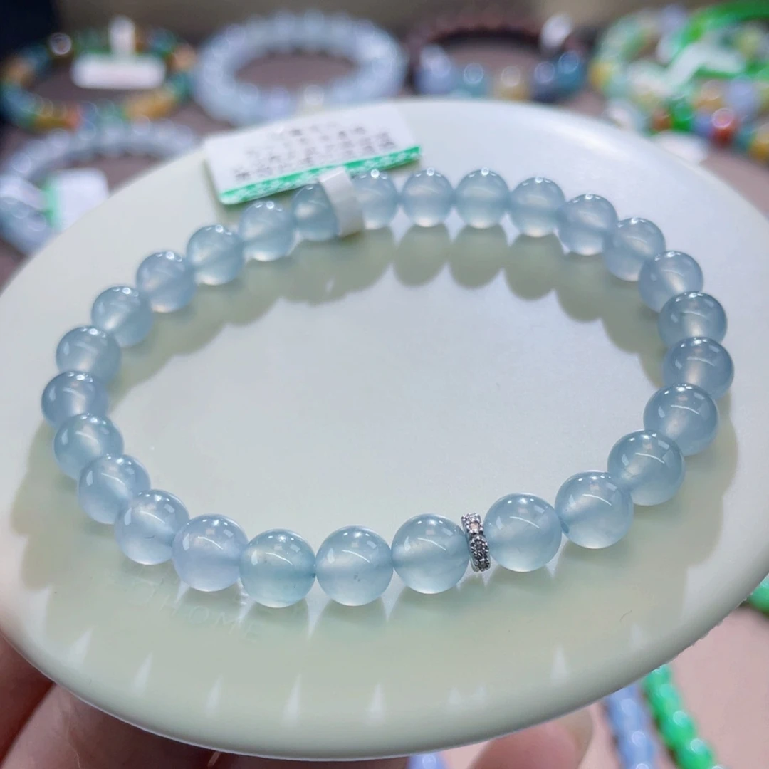 未镶嵌手链翡翠冰川蓝卡6.5