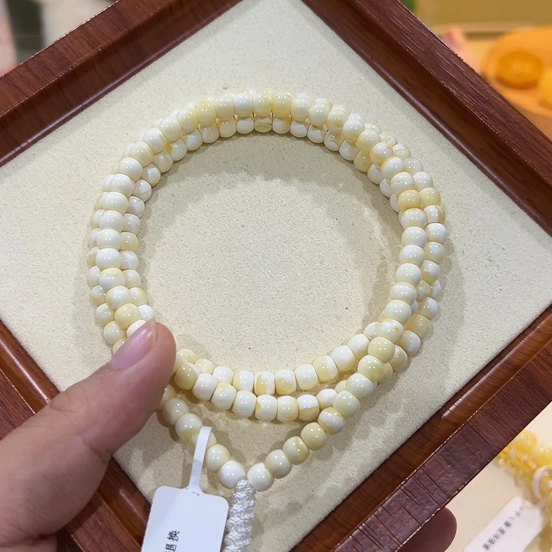 手链蜜蜡未镶嵌5m瓷白满蜡108