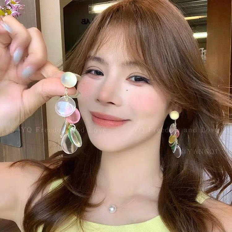 夏季新款清透琉璃水滴吊坠耳钉女小众独特设计气质高级感耳环耳饰