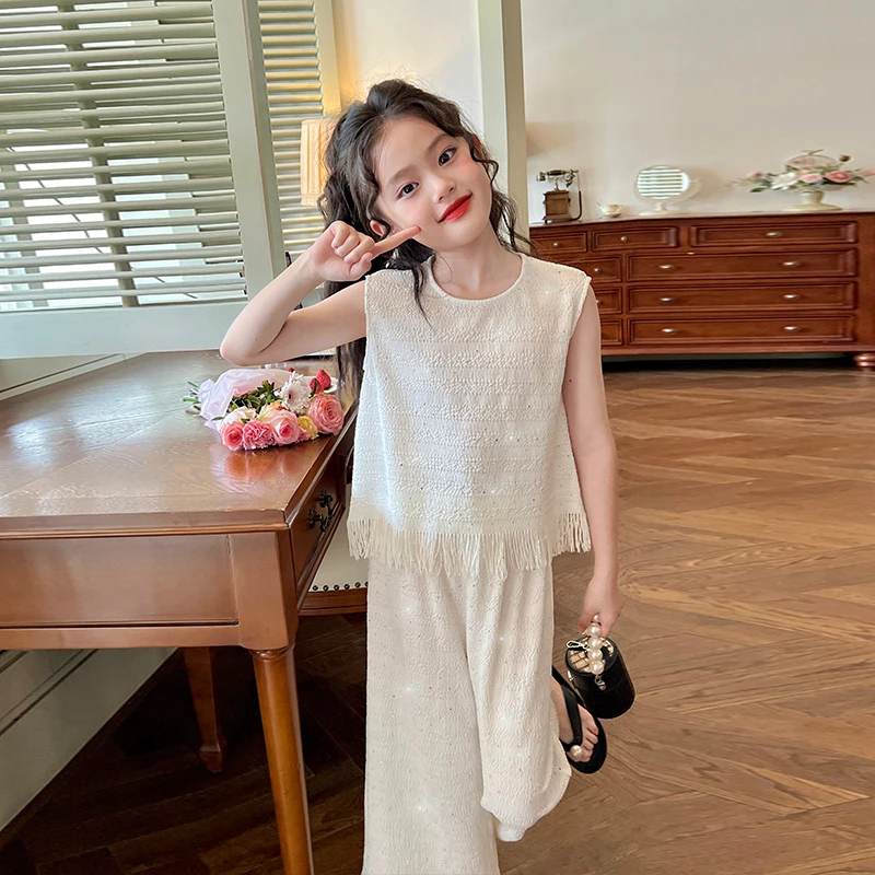 a栀了成长记童装女童名媛风时髦套装夏季儿童小女孩洋气衣服两件