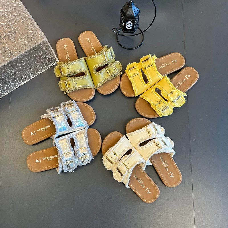 【严选】夏季平底休闲拖仙女风一字拖小香风珍珠拖鞋女外穿防滑外穿