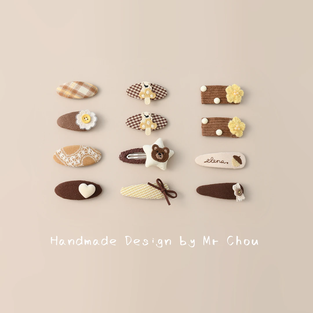 咖色宝宝对夹小花发饰婴儿侧边刘海夹儿童bb夹不伤发女童发卡头饰