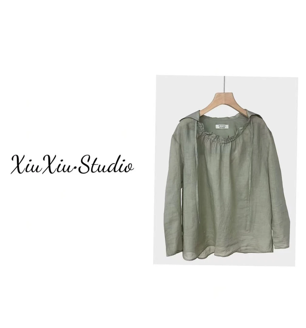 （慵懒风）春夏日系气质时尚百搭休闲苎麻长袖