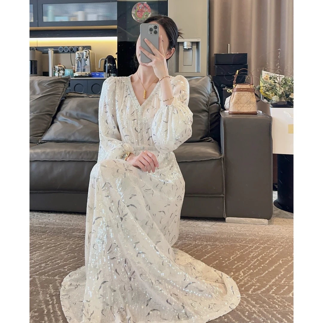 Zwinnie/詹维尼【惊鸿】全珠片高级定制设计感时尚连衣裙 GYS202416