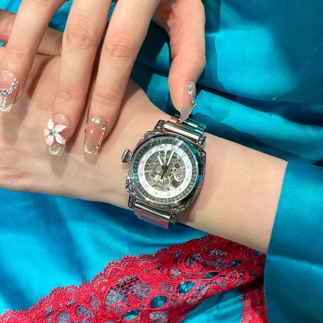 NASIR【外方内圆】百搭高级银色女士自动机械表-R88032