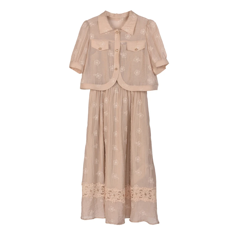 【小魏】夏季时尚套装绣花吊带连衣裙衬衫两件套25TZ008