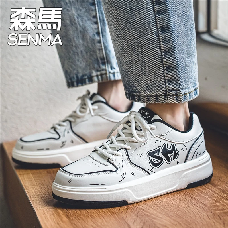 SENMA/森马秋季防滑透气板鞋低帮拼色运动厚底休闲鞋时尚学院风男