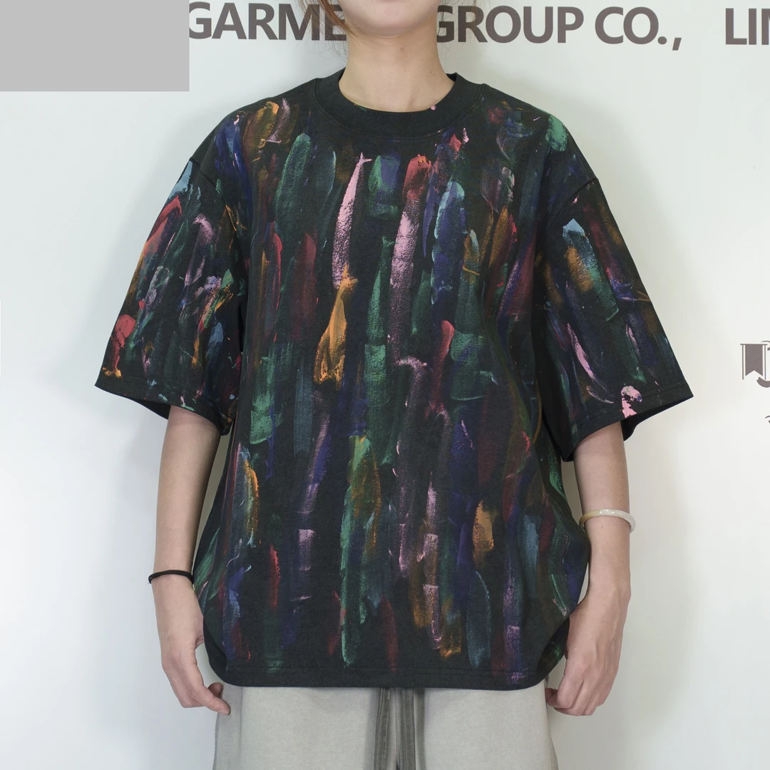 2025H·K美狮潮牌港风时尚夏季圆领短袖印花休闲T恤