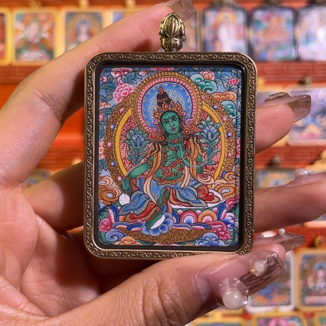 吊坠心*热贡纯手绘绿度