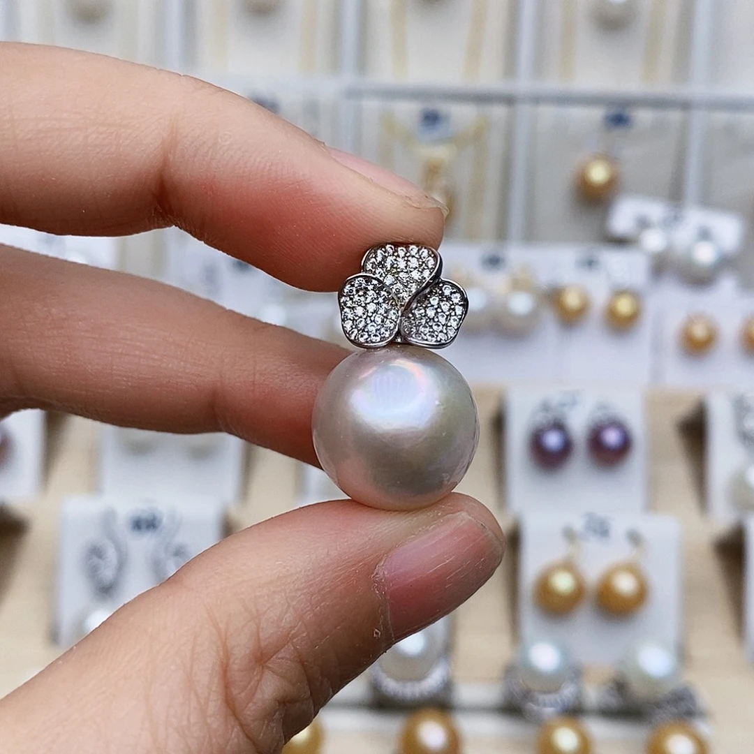 淡水珍珠银S925镶嵌颈饰14.8