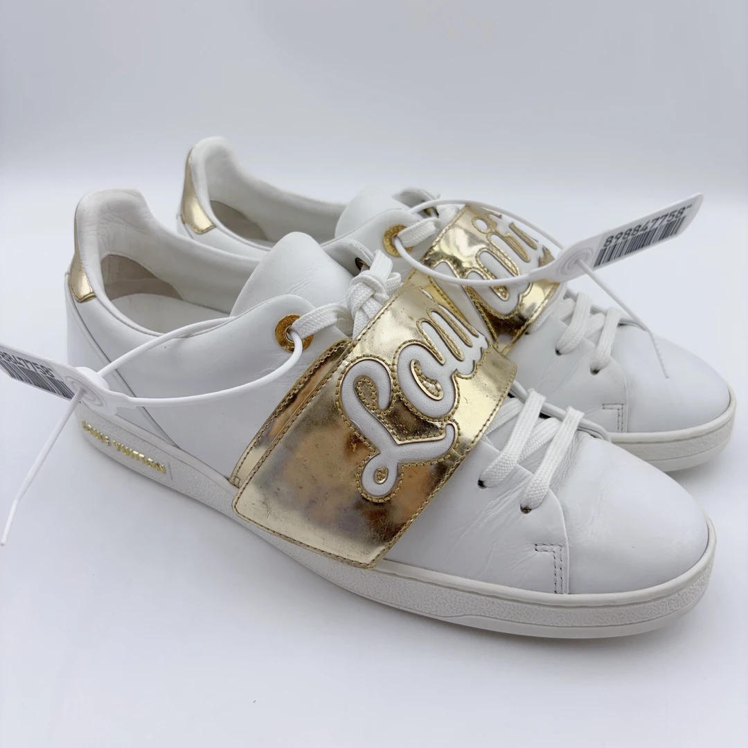 95新 LouisVuitton/路易威登 38码/金色魔术贴标语板鞋/01052