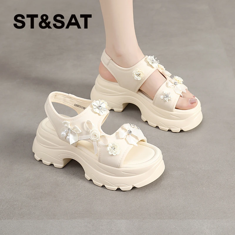 星期六凉鞋女款2025新款爆款时装罗马鞋休闲小个子外穿厚底女鞋子