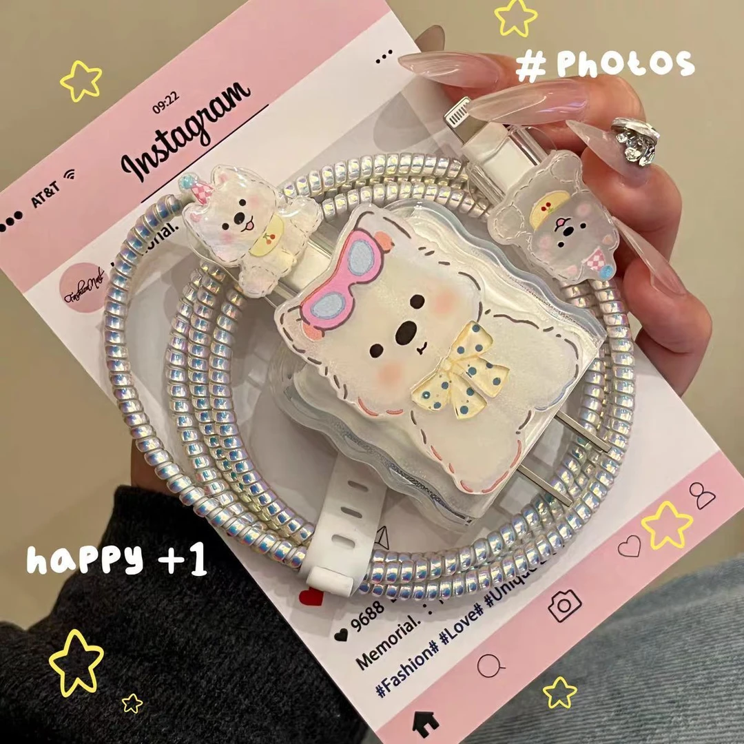 西高地小狗用苹果16充电头保护套iPhone15数据线20w数据线防折断