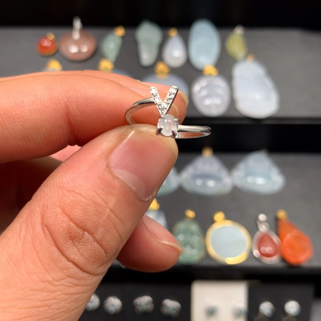 翡翠银S925镶嵌戒指1