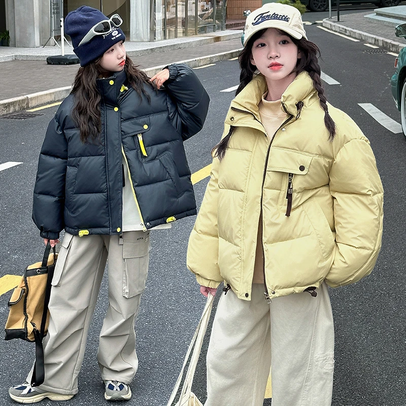 女童免洗棉服冬装2025新款中大童洋气时髦手塞棉保暖外套儿童棉袄