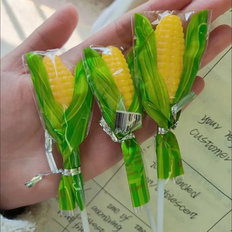 玉米味棒棒糖软糖儿童卡通糖果怀旧休闲零食结婚喜糖年货桶装