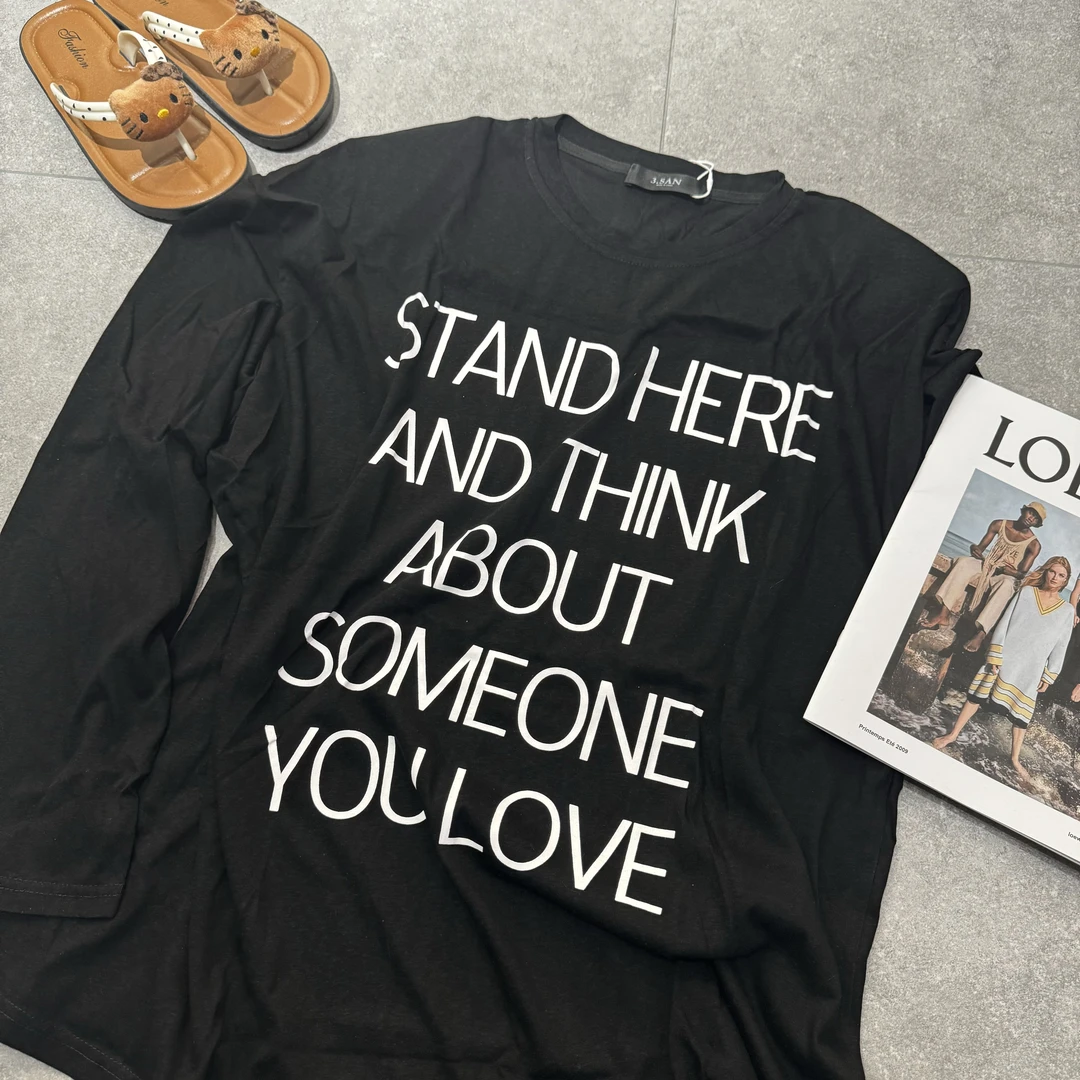 【冯七七】3995夏季新款韩版宽松显瘦百搭字母印花短袖T恤女上衣