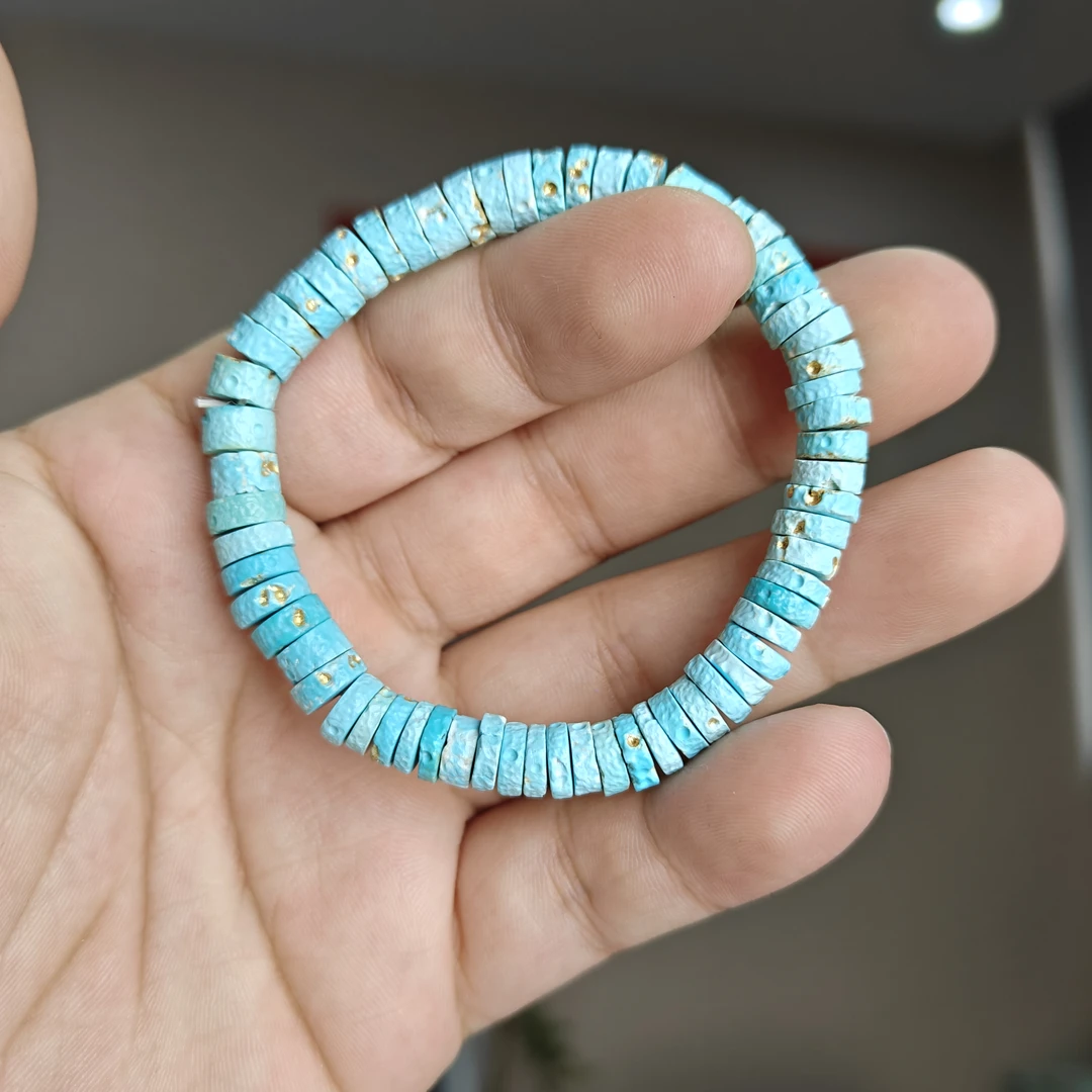 约6mm+原矿绿松石药片款单圈手串