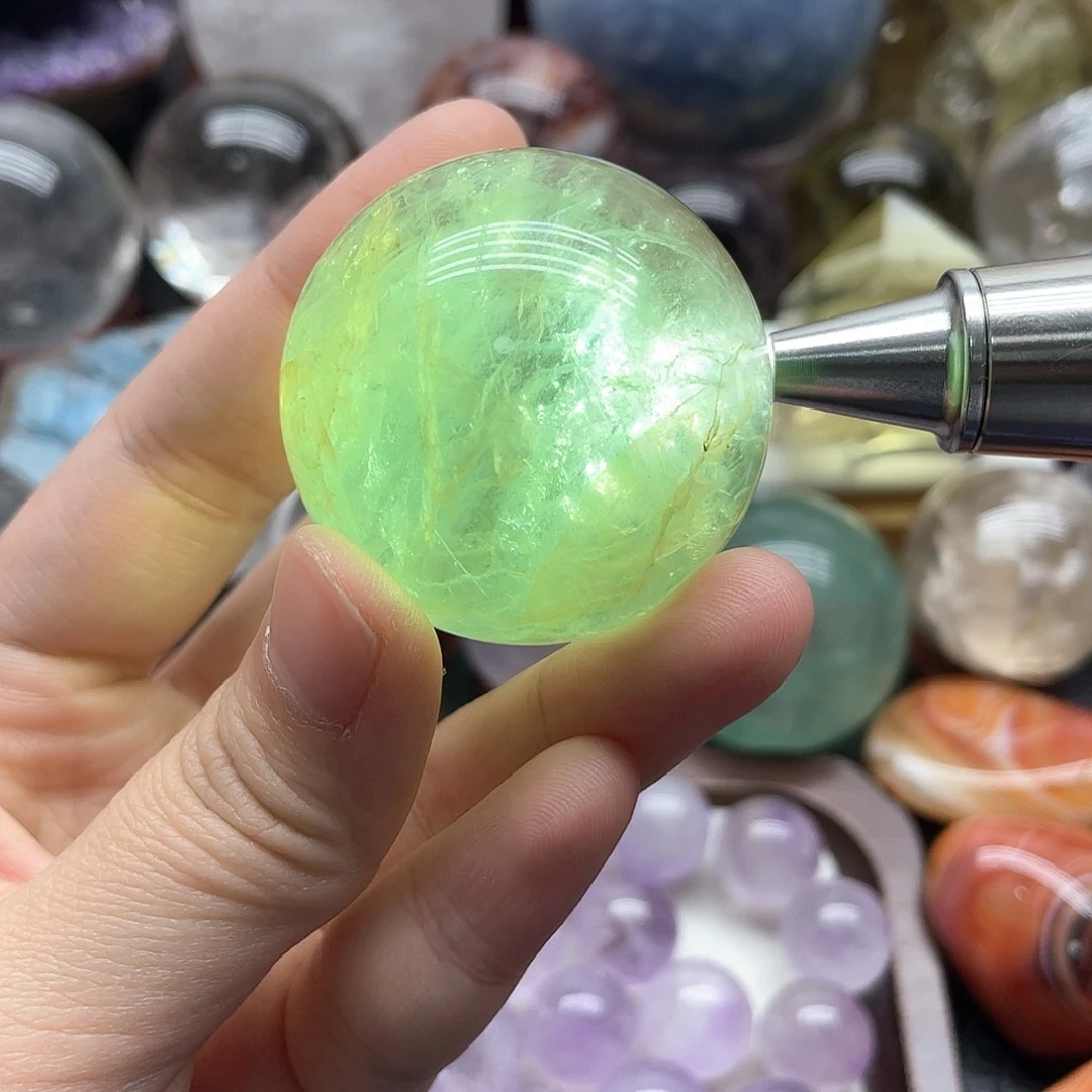 未镶嵌水晶珠宝半成品82（绿莹石球4.2cm)