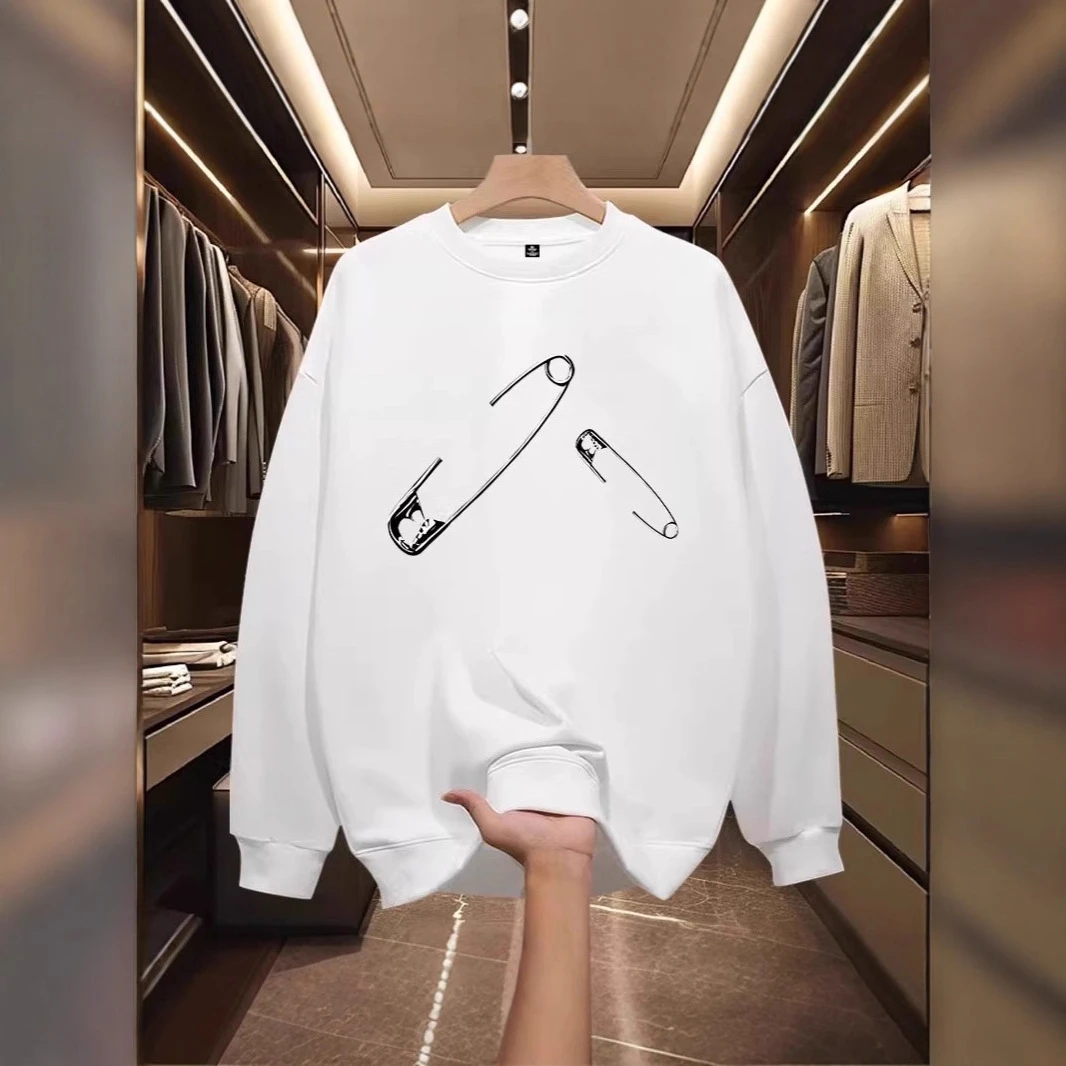 仓石一树美式休闲圆领卫衣男2025秋冬宽松加绒套头情侣装长袖上衣