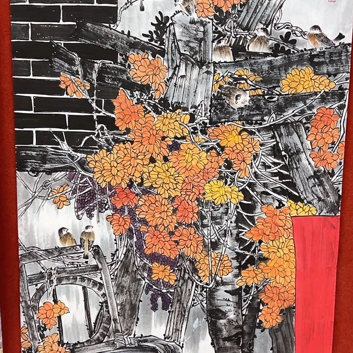 国画新年快乐纯手绘作品