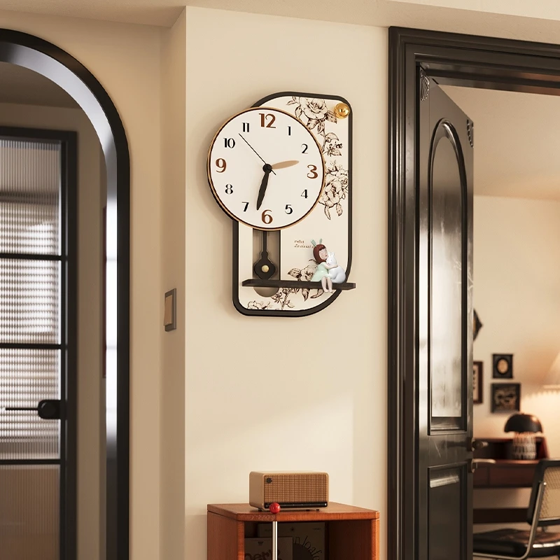美世达中古风创意钟表挂钟客厅2025新款简约现代大气家用挂墙时钟