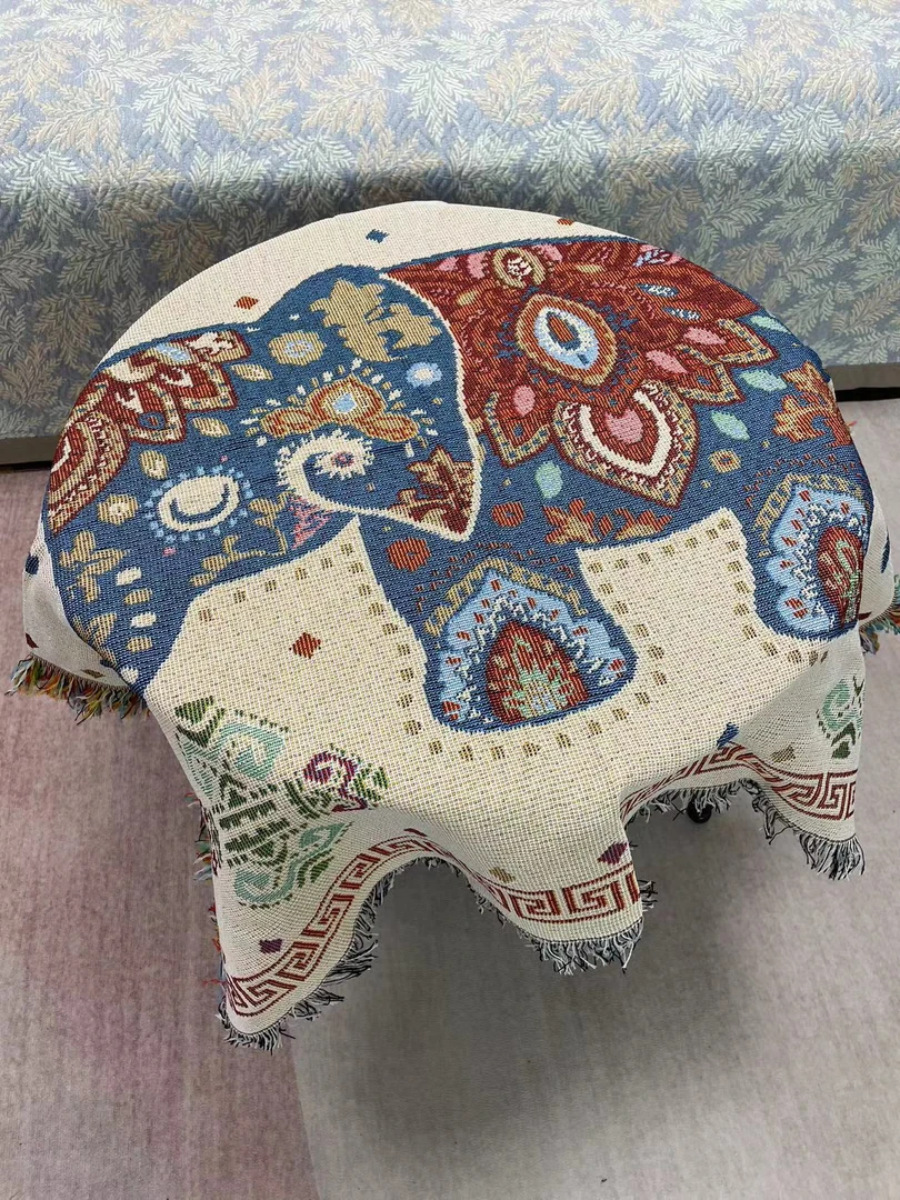 方形大象90*90cm沙发巾