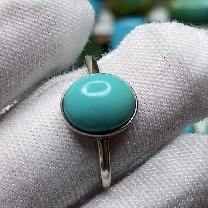 绿松石银S925镶嵌天然原矿 地大质检