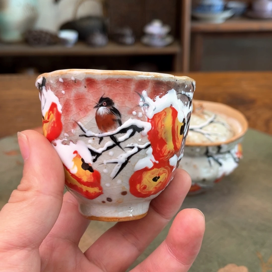 杯筎****活柴烧手工手绘陶瓷