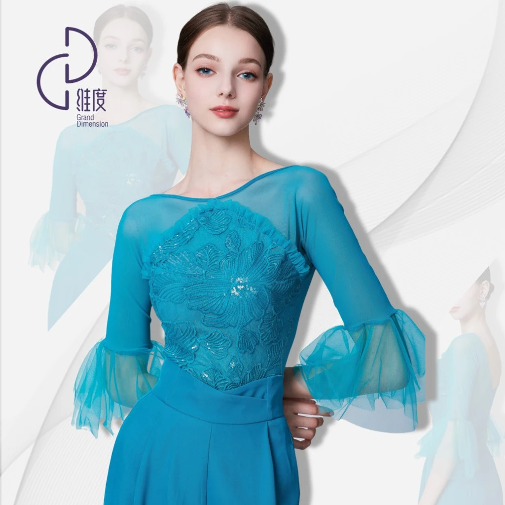 维度舞服Y348原创设计女士上衣摩登舞拉丁舞练习服气质溯源好物