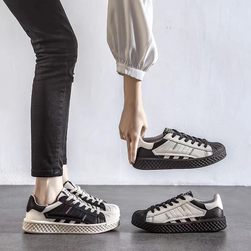 小众设计潮牌贝壳头拼色小白鞋女ins风春季新款休闲板鞋  060-1