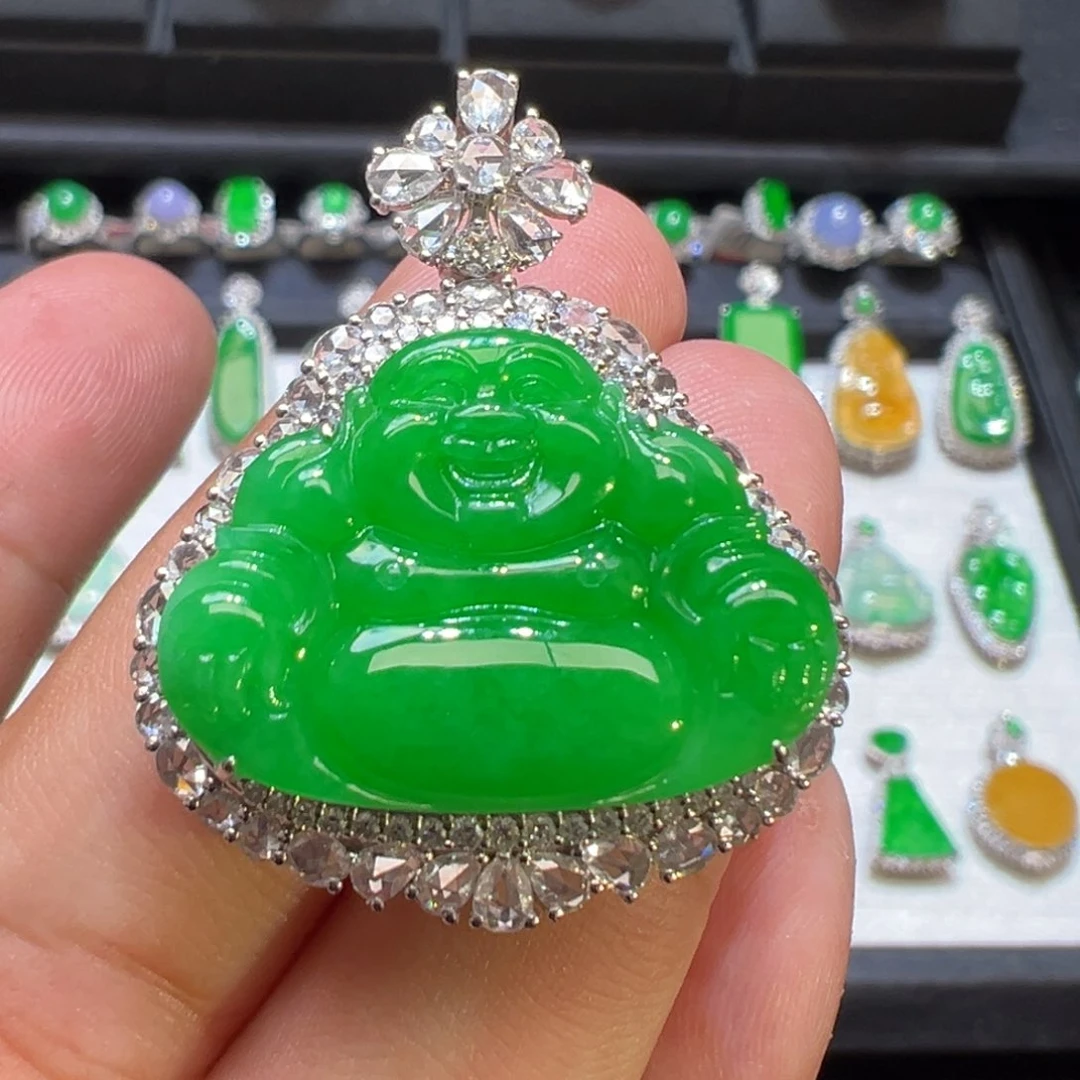 翡翠颈饰18K金镶嵌收货48小时鉴赏期