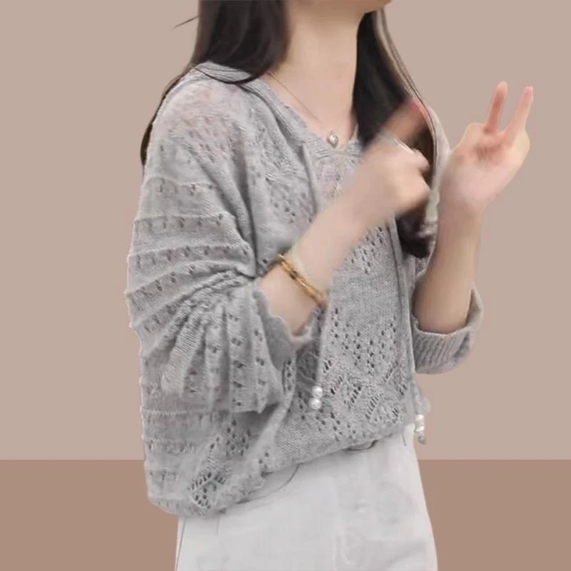 气质小众设计感连帽拼接针织衫女2025年春秋季新款韩系宽松百搭款