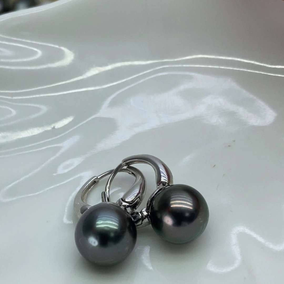 银S925镶嵌海水珍珠耳饰