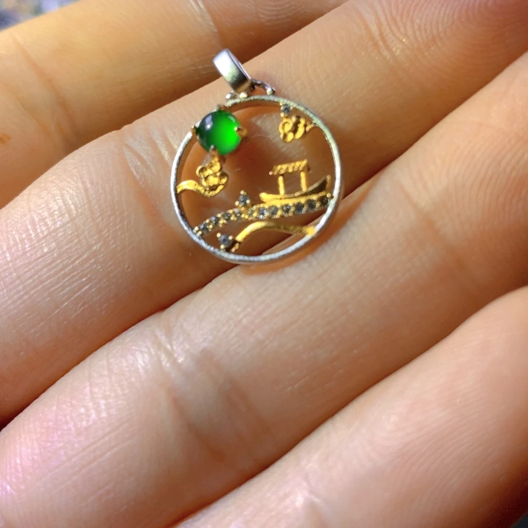 翡翠银S925镶嵌颈饰